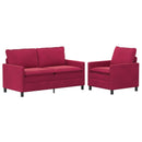 Sofa Sæt 2 pcs Vinrød Fløjl