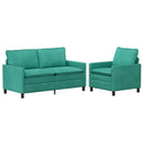 Sofa Sæt 2 pcs Turkis Fløjl