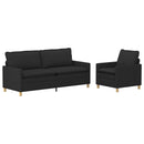 Sofa Sæt 2 stk. Sort Stof