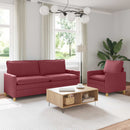 Sofa Sæt 2 stk. Vinrød Stof