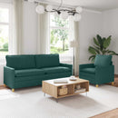 Sofa Sæt 2 stk. Mørkegrøn Stof