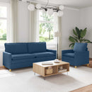 Sofa Sæt 2 stk. Blå Stof