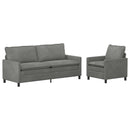 Sofa Sæt 2 pcs Mørkegrå Fløjl