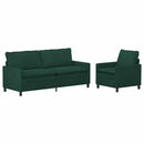 Sofa Sæt 2 pcs Mørkegrøn Fløjl