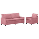 Sofa Sæt 2 pcs Lyserød Fløjl