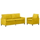Sofa Sæt 2 pcs Gul Fløjl
