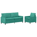Sofa Sæt 2 pcs Turkis Fløjl