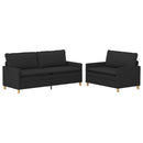 Sofa Sæt 2 stk. Sort Stof