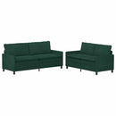 Sofa Sæt 2 pcs Mørkegrøn Fløjl