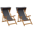 Havestol 2 pcs 3 position Massiv Eucalyptus Træ Grå