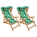 Havestol 2 pcs 3 position Massiv Eucalyptus Træ Bladmønster