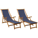 Foldestol 2 pcs 3 position Massiv Eucalyptus Træ Blå