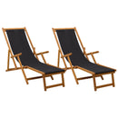 Foldestol 2 pcs 3 position Massiv Eucalyptus Træ Sort