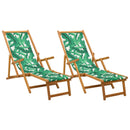 Foldestol 2 pcs 3 position Massiv Eucalyptus Træ Bladmønster