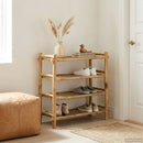 Skostativ med hylde Naturfarvet 4-niveau Bambus