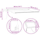 Manuel markise-ramme med LED-lys Hvid 3 x 2 m Aluminium