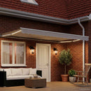Manuel markise-ramme med LED-lys Hvid 4 x 2 m Aluminium