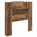 Opbevarings senggavl med LED Gammelt træ Konstrueret træ