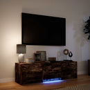 TV-bord med LED 140 x 34 x 40 cm Røget eg Konstrueret træ