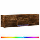 TV-bord med LED 140 x 34 x 40 cm Røget eg Konstrueret træ