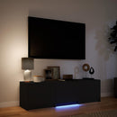 TV-bord med LED 140 x 34 x 40 cm Sort Konstrueret træ