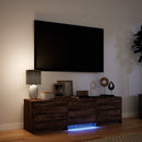 TV-bord med LED 140 x 34 x 40 cm Brunt eg Konstrueret træ