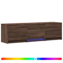 TV-bord med LED 140 x 34 x 40 cm Brunt eg Konstrueret træ