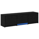 TV-bord med LED Sort Eg 140 x 34 x 40 cm Konstrueret træ