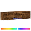 TV-bord med LED 165 x 34 x 40 cm Røget eg Konstrueret træ