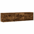 TV-bord med LED 165 x 34 x 40 cm Røget eg Konstrueret træ
