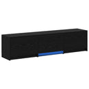 TV-bord med LED Sort Eg 165 x 34 x 40 cm Konstrueret træ