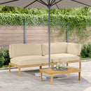 Sofa Sæt med pude Ensfarvet 3 pcs Beige Massivt Akacietræ