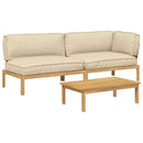 Sofa Sæt med pude Ensfarvet 3 pcs Beige Massivt Akacietræ