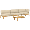 Sofa Sæt med pude Ensfarvet 4 pcs Beige Massivt Akacietræ