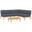 Sofa Sæt 4 stk. Antracit Massivt Akacietræ
