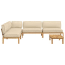 Sofa Sæt med pude Ensfarvet 5 pcs Beige Massivt Akacietræ