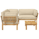 Sofa Sæt med pude Ensfarvet 4 pcs Beige Massivt Akacietræ