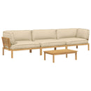 Sofa Sæt med pude Ensfarvet 4 pcs Beige Massivt Akacietræ
