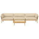 Sofa Sæt med pude Ensfarvet 4 pcs Beige Massivt Akacietræ