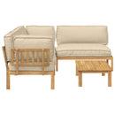 Sofa Sæt med pude Ensfarvet 4 pcs Beige Massivt Akacietræ