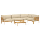 Sofa Sæt med pude 5 pcs Beige og Lys Brun Massivt Akacietræ