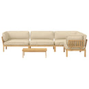 Sofa Sæt med pude 5 pcs Beige og Lys Brun Massivt Akacietræ