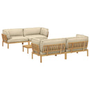 Sofa Sæt med pude Ensfarvet 5 pcs Beige Massivt Akacietræ