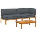 Sofa Sæt med pude Ensfarvet 3 pcs Antracit Massivt Akacietræ