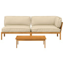 Sofa Sæt med pude Ensfarvet 3 pcs Beige Massivt Akacietræ