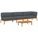 Sofa Sæt med pude Ensfarvet 4 pcs Antracit Massivt Akacietræ