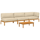 Sofa Sæt med pude Ensfarvet 4 pcs Beige Massivt Akacietræ