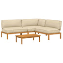 Sofa Sæt med pude Ensfarvet 4 pcs Beige Massivt Akacietræ