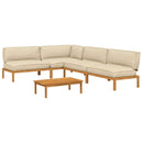 Sofa Sæt med pude Ensfarvet 5 pcs Beige Massivt Akacietræ