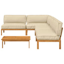 Sofa Sæt med pude Ensfarvet 5 pcs Beige Massivt Akacietræ
